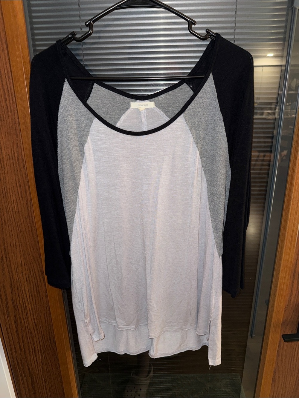 Maurices Three-Color Raglan Long Sleeve Tee in White, Gray & Black